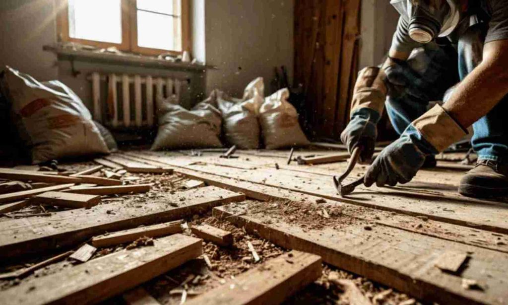 Демонтаж деревянного пола