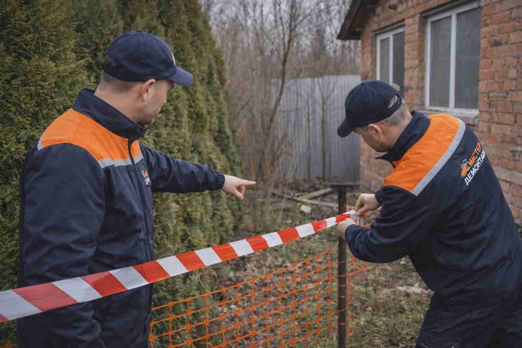 установка ограждений на участке для разборки дома